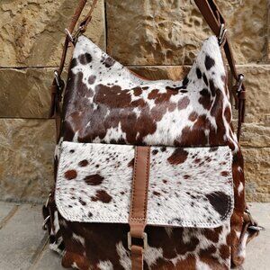 Convertible 2 in Backpack Purse Real Cowhide Bag Women